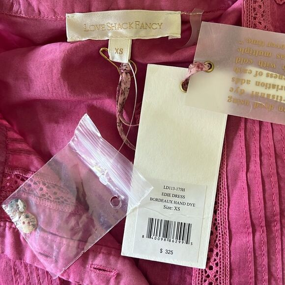 LoveShackFancy Edie Lace Short Sleeve Shirt Dress, NWT, Size XS - Picture 11 of 15